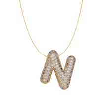 Load image into Gallery viewer, Pavé Bubble Initial Necklace