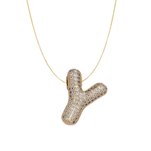 Load image into Gallery viewer, Pavé Bubble Initial Necklace