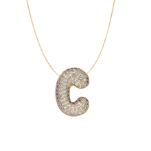 Load image into Gallery viewer, Pavé Bubble Initial Necklace