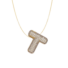 Load image into Gallery viewer, Pavé Bubble Initial Necklace
