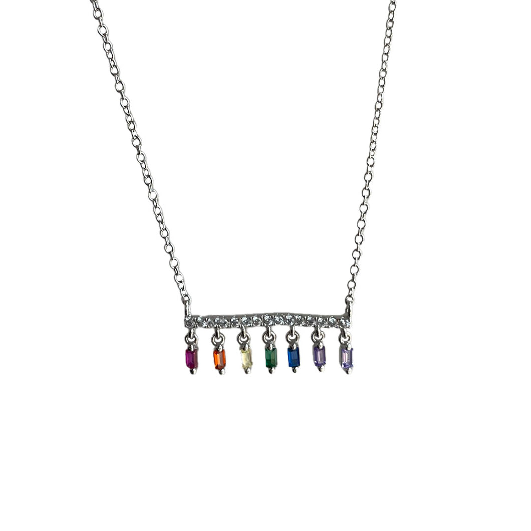 Multicolor Gemstone Bar Necklace