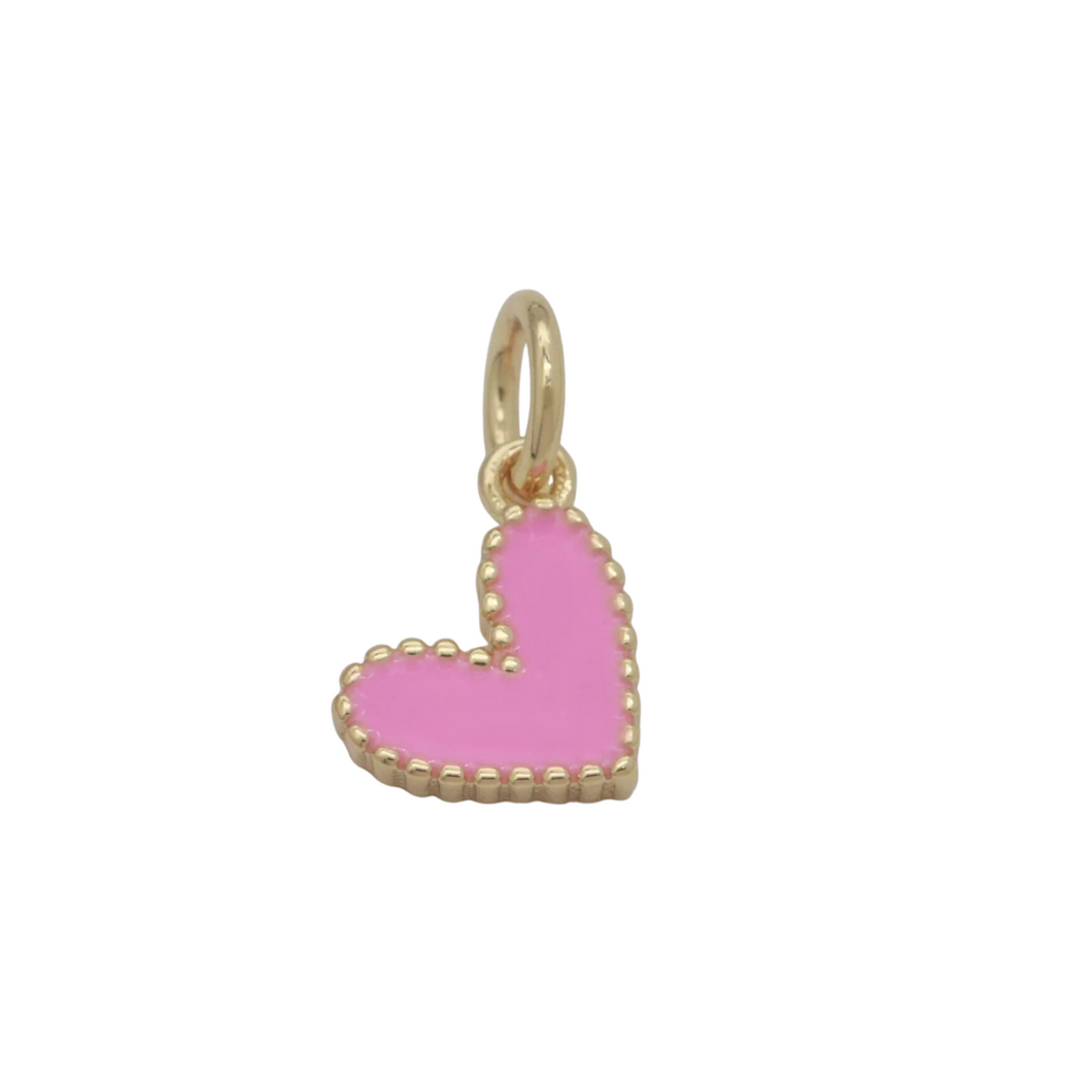 Pink Enamel Heart Charm